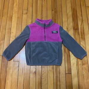 L.L. Bean Toddler Fleece Pullover 3T Pink Gray Cozy Outdoor Sweater Jacket